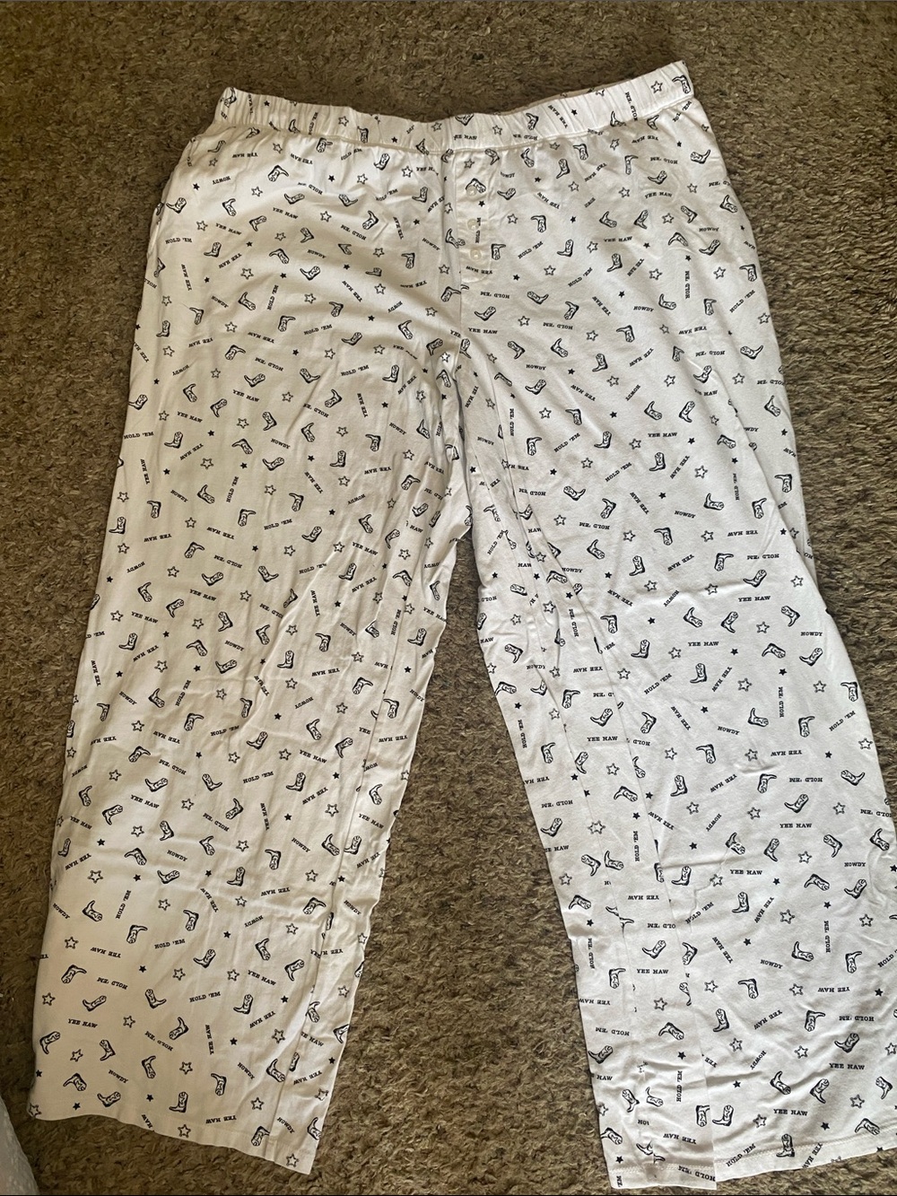 No Boundaries White Pajama Pants with Black Micro Print
